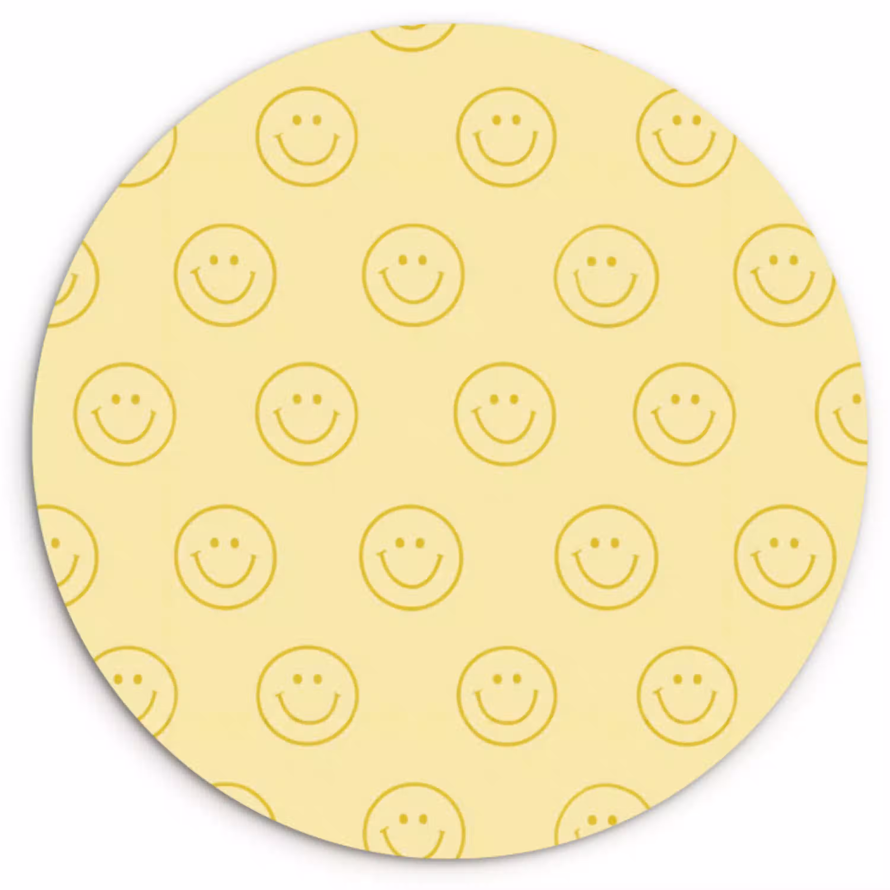 Smileys - Patroon - Retro - Zachtgeel Wandcirkel kunststof plaat 5mm dik klein 188 -3d