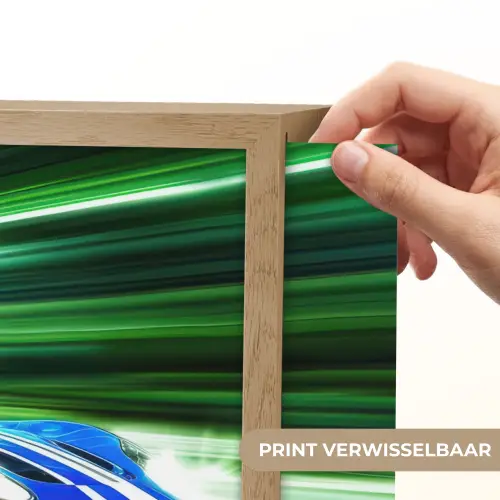 Race auto - Blauw - Groen Light Box met batterij (Wandlamp kind) middel -USP_websiteprintNL