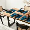 Vrouw - Bloemen - Blauw - Aesthetic - Luxe Placemat vinyl groot -zzsfeer4_Kitchenyeah-website