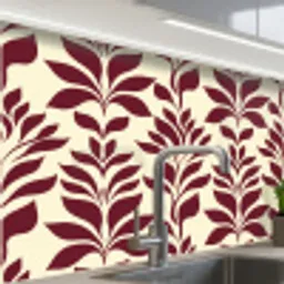 Abstract - Bladeren - Burgundy keuken achterwand 2 middel 865 -zzzz3d_schuin
