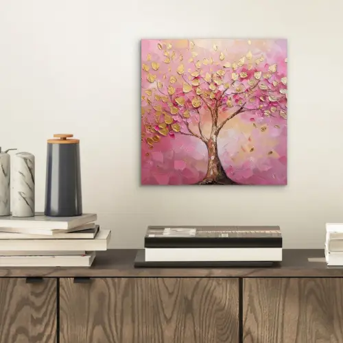 Boom - Roze - Goud - Modern aluminium wit klein -sfeer1