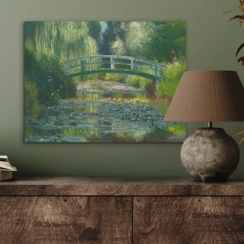 Brug - Hout - Vijver - Waterlelies PET vilt klein -sfeer2