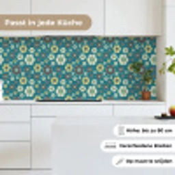 Retro - Bloemen - Patronen - Blauw keuken achterwand 2 middel 871 -sfeer4_DE