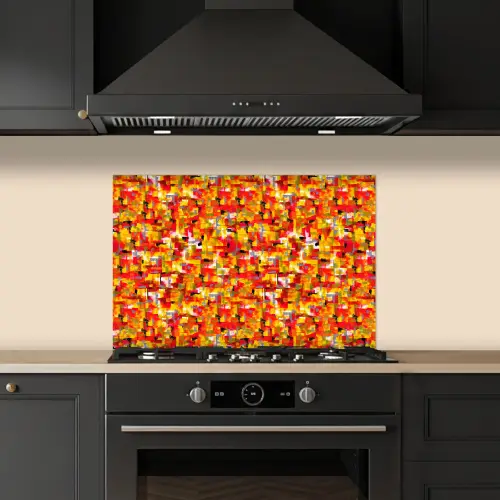 Abstract - Verf - Rood keuken achterwand spatscherm klein 900 -sfeer1