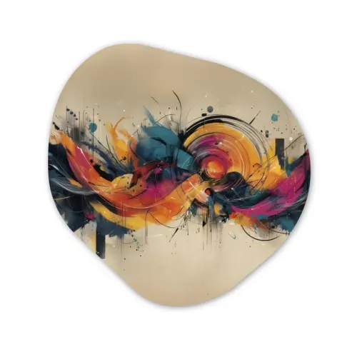 Explosie - Kleurrijk - Vormen - Abstract Wandcirkel Organisch Forex 3mm klein -3d