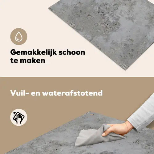 Patroon - Grijs - Oud - Beton Inductie beschemer met haakjes klein 777 -ky-schoon-nl