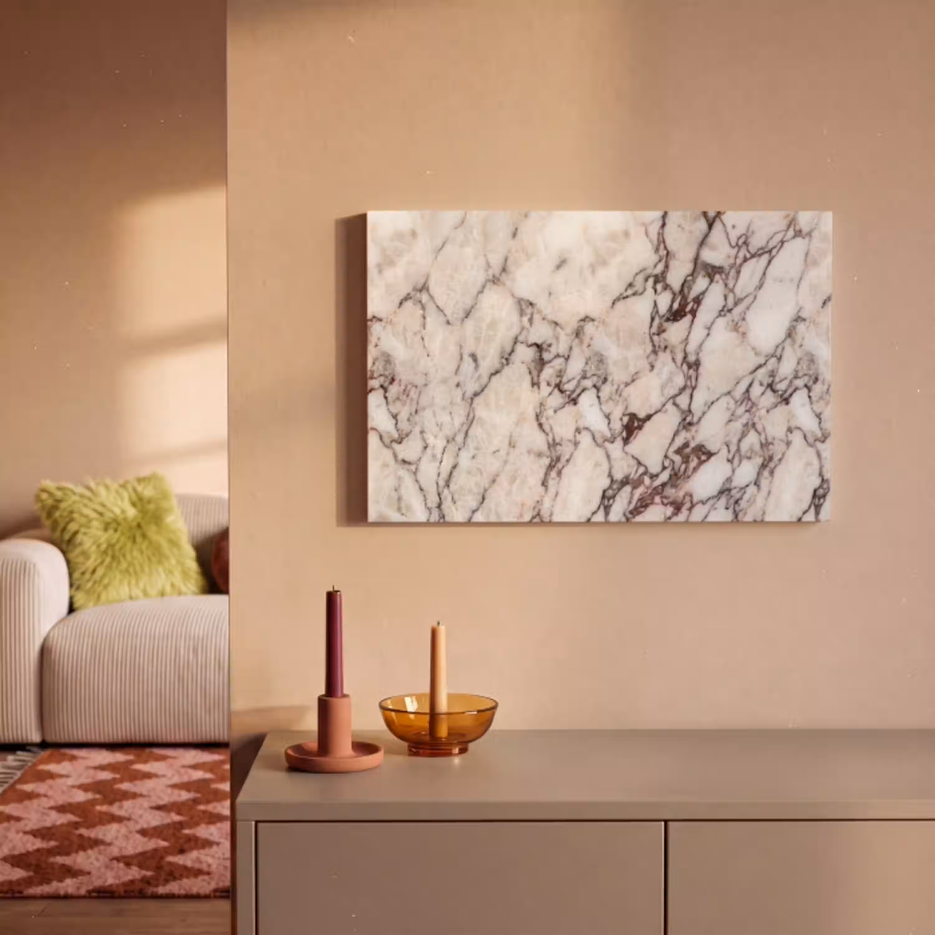 Marmer - Textuur - Abstract - Wit - Bruin canvas 2cm klein -sfeer1