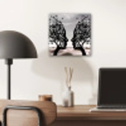 Bomen - Gezicht - Bladeren - Moderne kunst aluminium wit klein -sfeer5