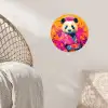 Kimono - Roze - Panda - Bloemenkroon Wandcirkel behangsticker klein -sfeer4