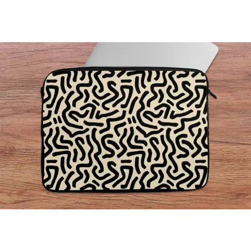 Abstract - Lijnen - Zwart laptophoes neopreen klein 279 -tafel