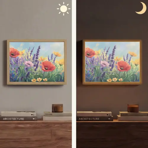 Weide - Bloemen - Kleurrijk Light Box met batterij (Wandlamp) middel -sfeer3