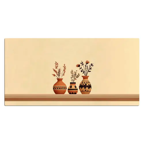 Vazen - Bloemen - Bladeren - Minimalistisch Muismat XXL klein -3d_leeg