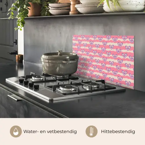 Golven - Patroon - Hartjes - Retro keuken achterwand spatscherm klein 900 -usp_NL