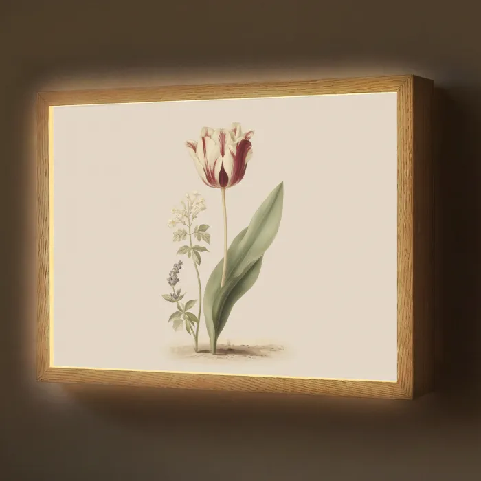 Tulp - Minimalistisch - Beige Light Box met batterij (Wandlamp) middel -z3d_website