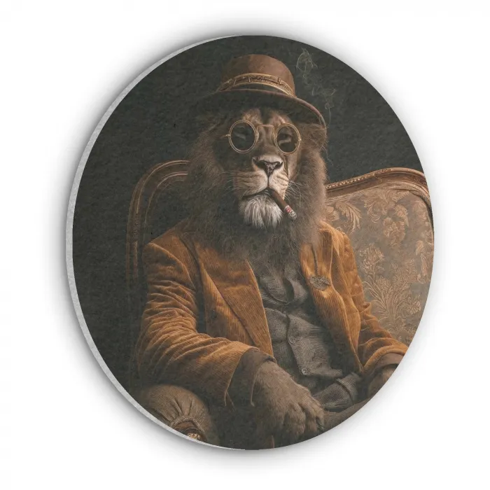 Bril - Leeuw - Bank - Hoed Akoestische PET Vilt - Rond klein -3d