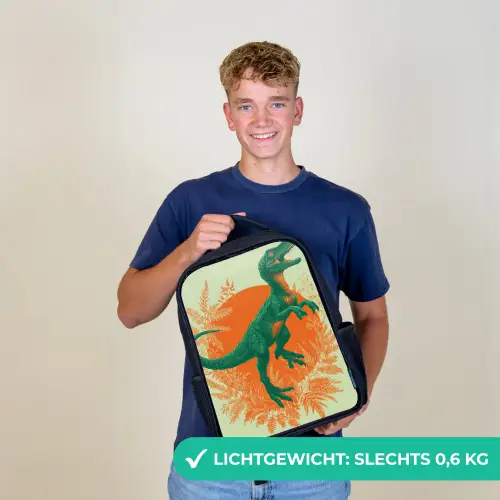 Dinosaurus - Groen - Planten - Cirkel Rugzak - Zwart middel -sfeer7_NL