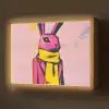 Abstract - Konijn - Sjaal - Geel Light Box met batterij (Wandlamp) middel -z3d_website
