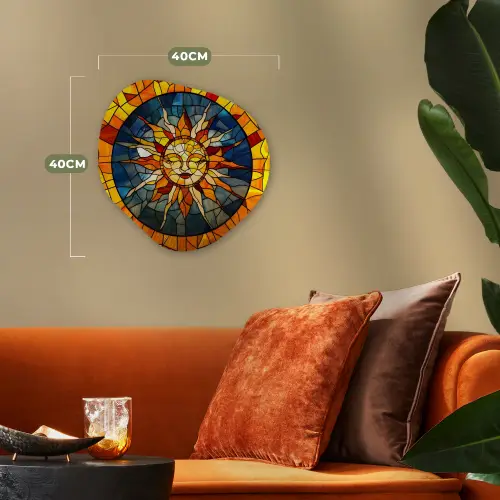 Mozaïek - Zon - Geel - Cirkel Wandcirkel Organisch Forex 3mm klein -sfeer3