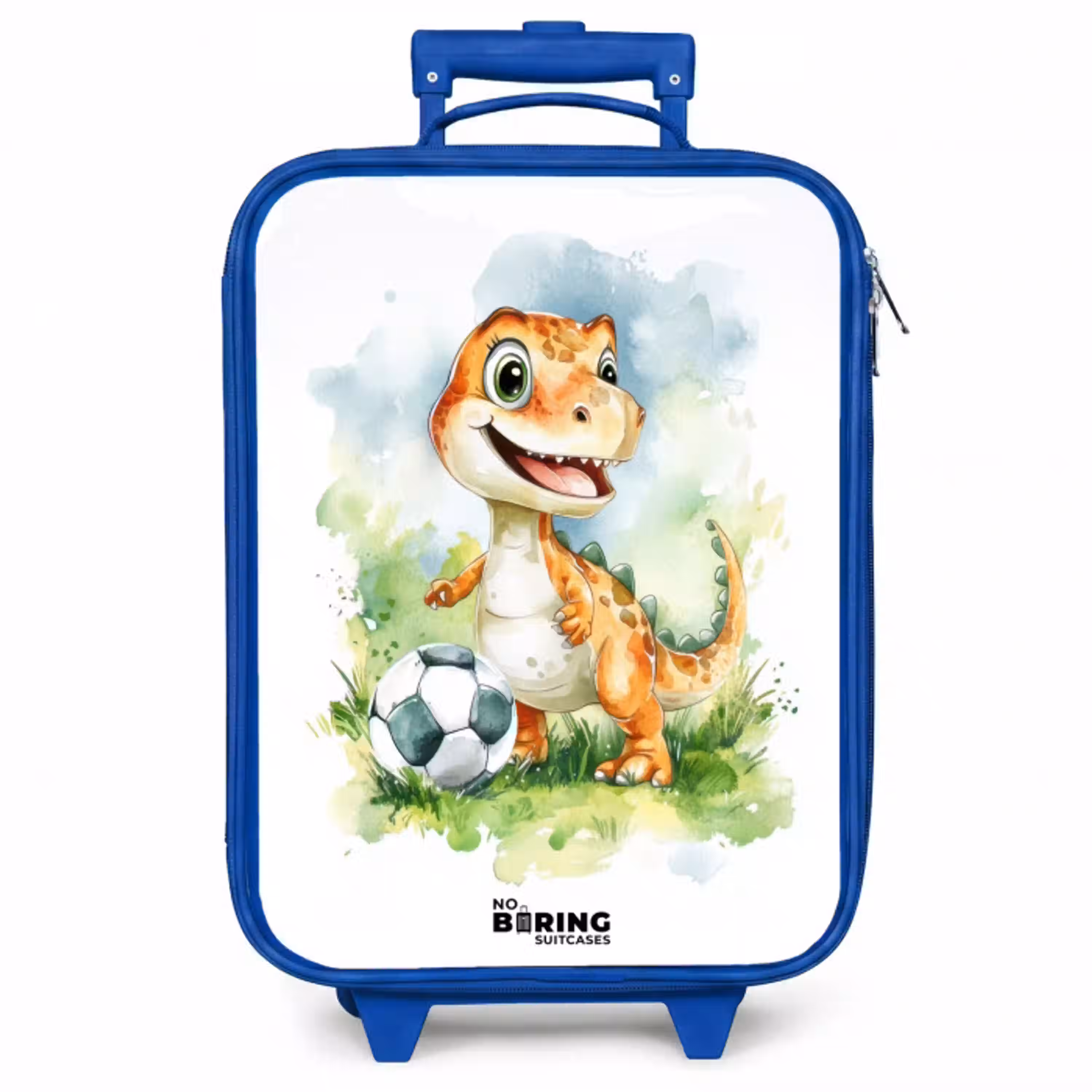 Dino met voetbal in kleurrijk veld Kinderkoffer - Blauw klein -zzz_website3d