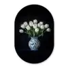 Wit - Bloemen - Tulpen - Vaas Wandcirkel Ovaal Forex klein -3d