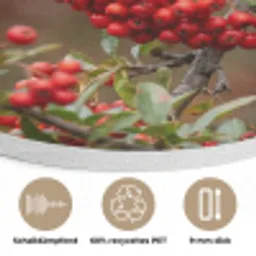 Goudvink - Bessen - Herfst - Natuur - Kleurrijk Akoestische PET Vilt - Rond klein -closeup_DE