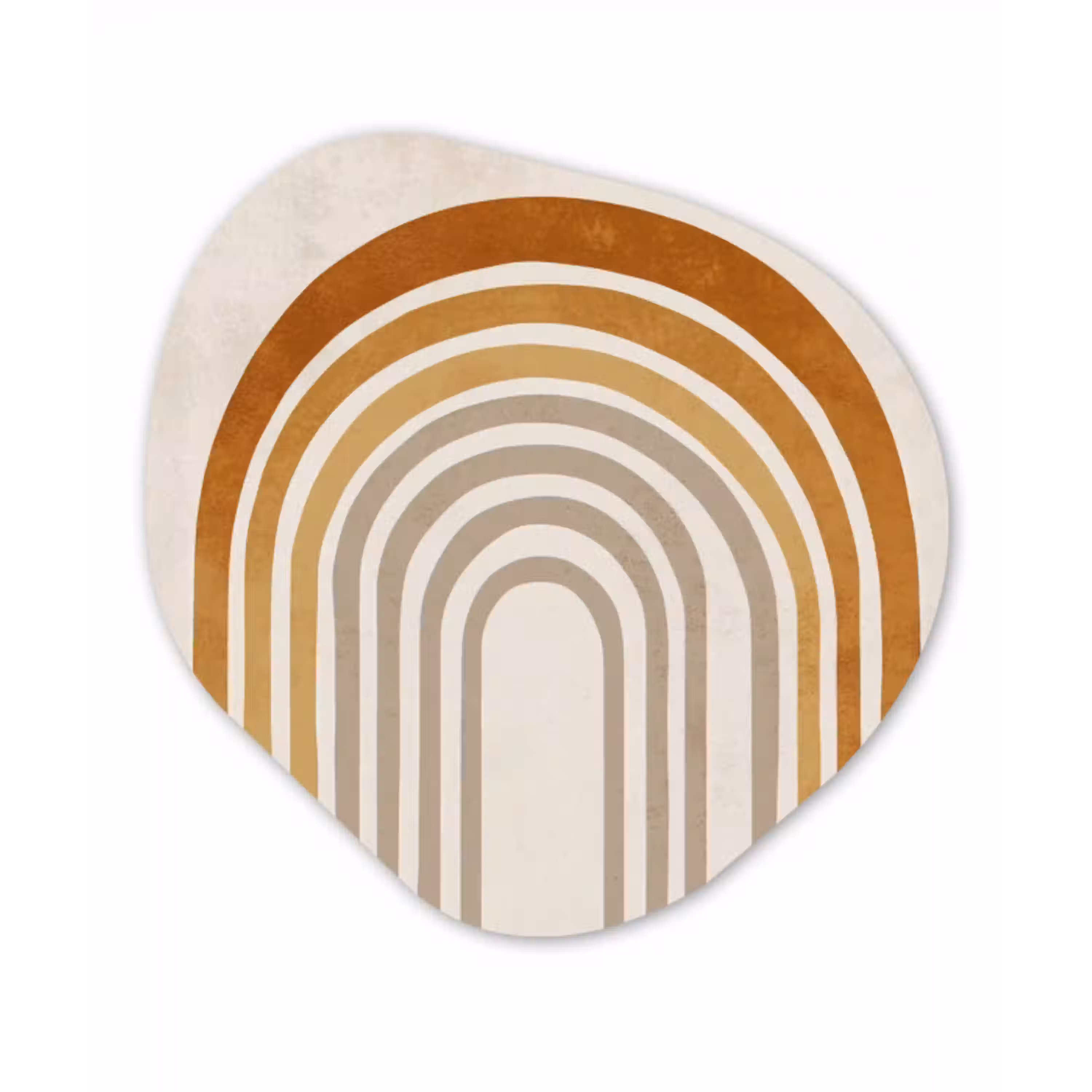 Minimalistisch - Boog - Lijnen - Beige Wandcirkel Organisch Aluminium middel -3d