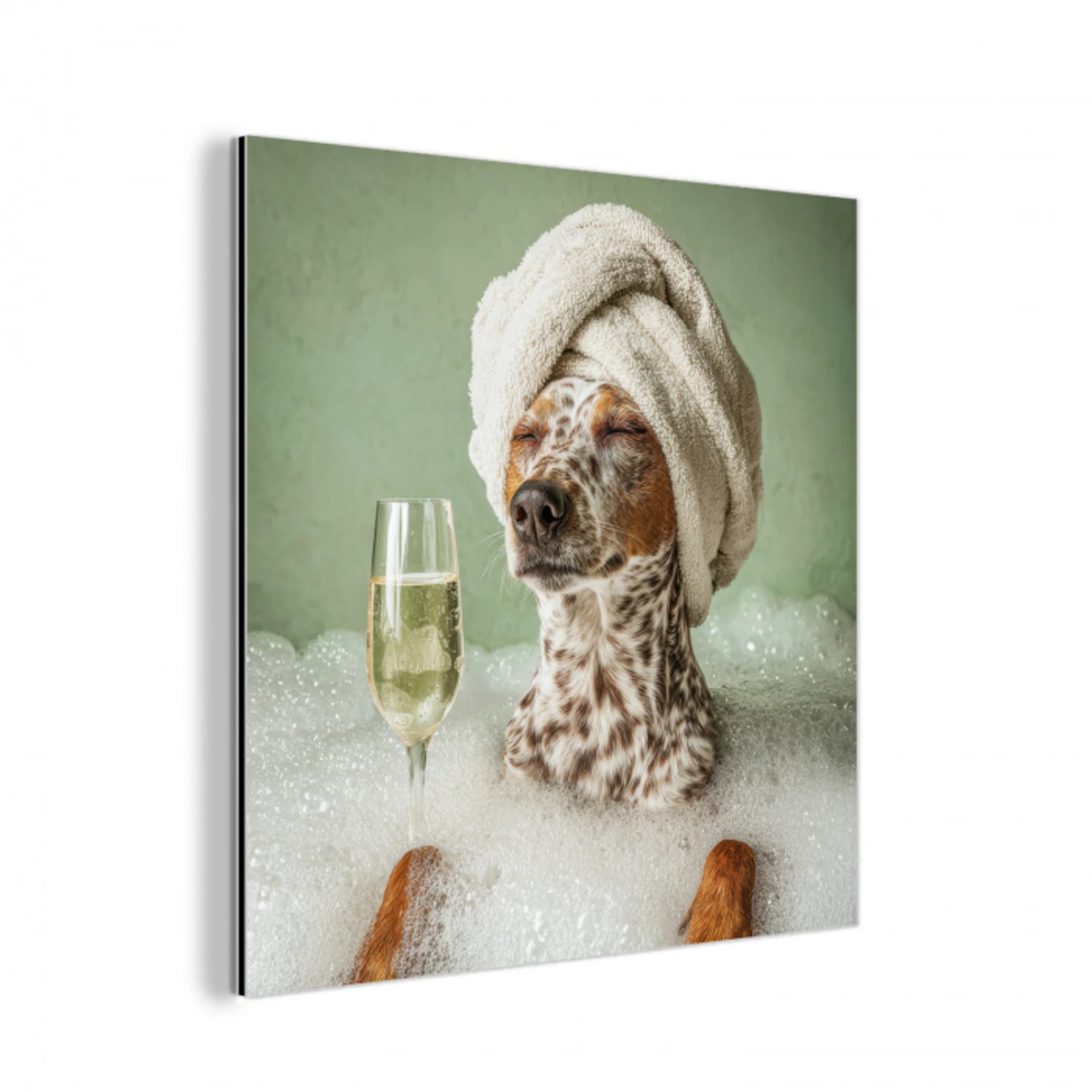 Hond - Bad - Champagne - Handdoek aluminium wit klein -3d