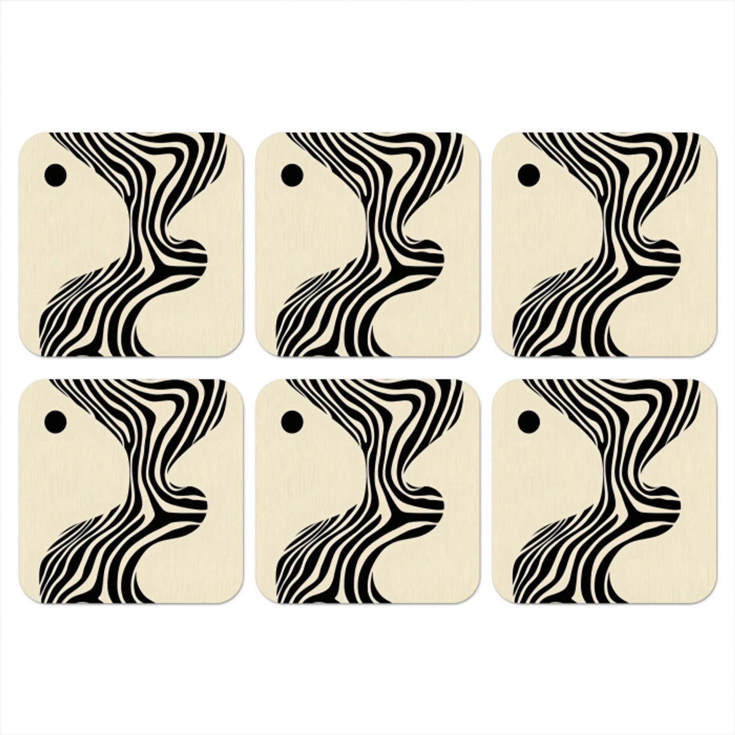 Beige - Lijnen - Golvend -  Abstract onderzetter kurk middel -3d