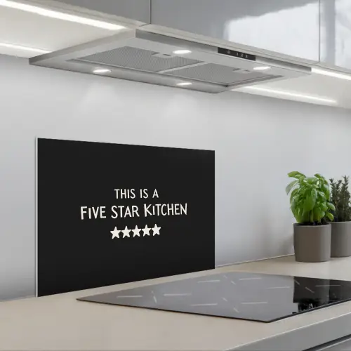 This is a five star kitchen keuken achterwand spatscherm klein -3d_schuin