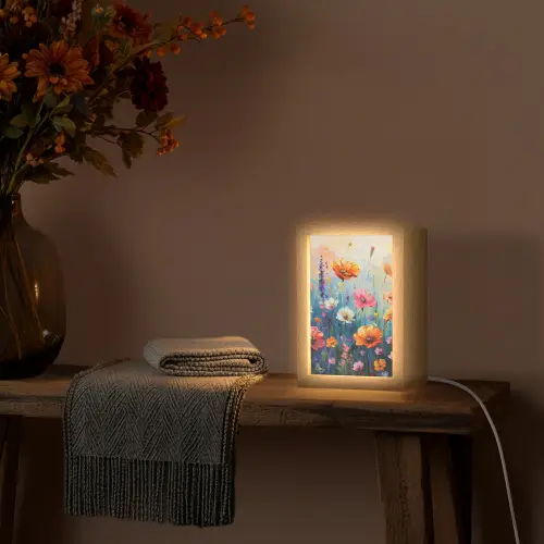 Bloemen - Natuur - Waterverf - Kunst Light Box met kabel (Tafellamp) klein -sfeer4