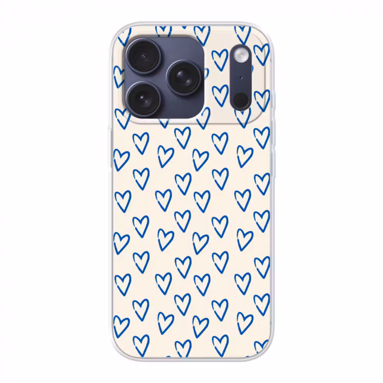 Handyhülle - Herzmuster - Blau - Beige - Liebe