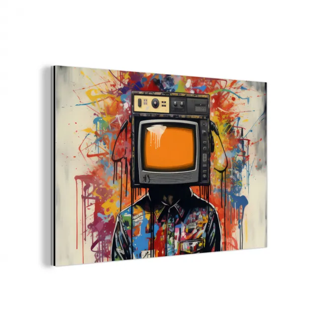 Televisie - Graffiti - Mens - Kleuren aluminium wit klein -3d