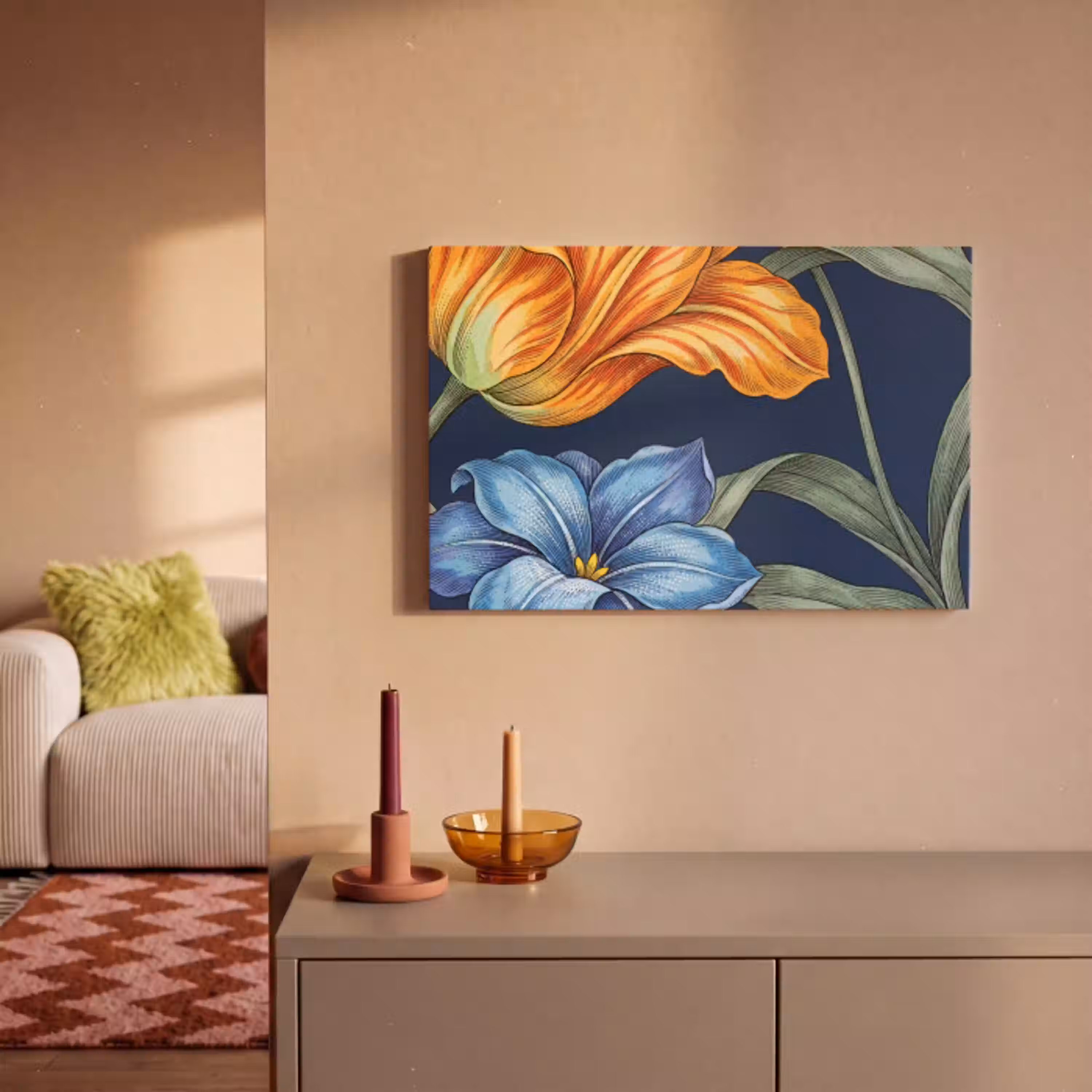 Bloemen - Botanisch - Patroon canvas 2cm klein -sfeer1
