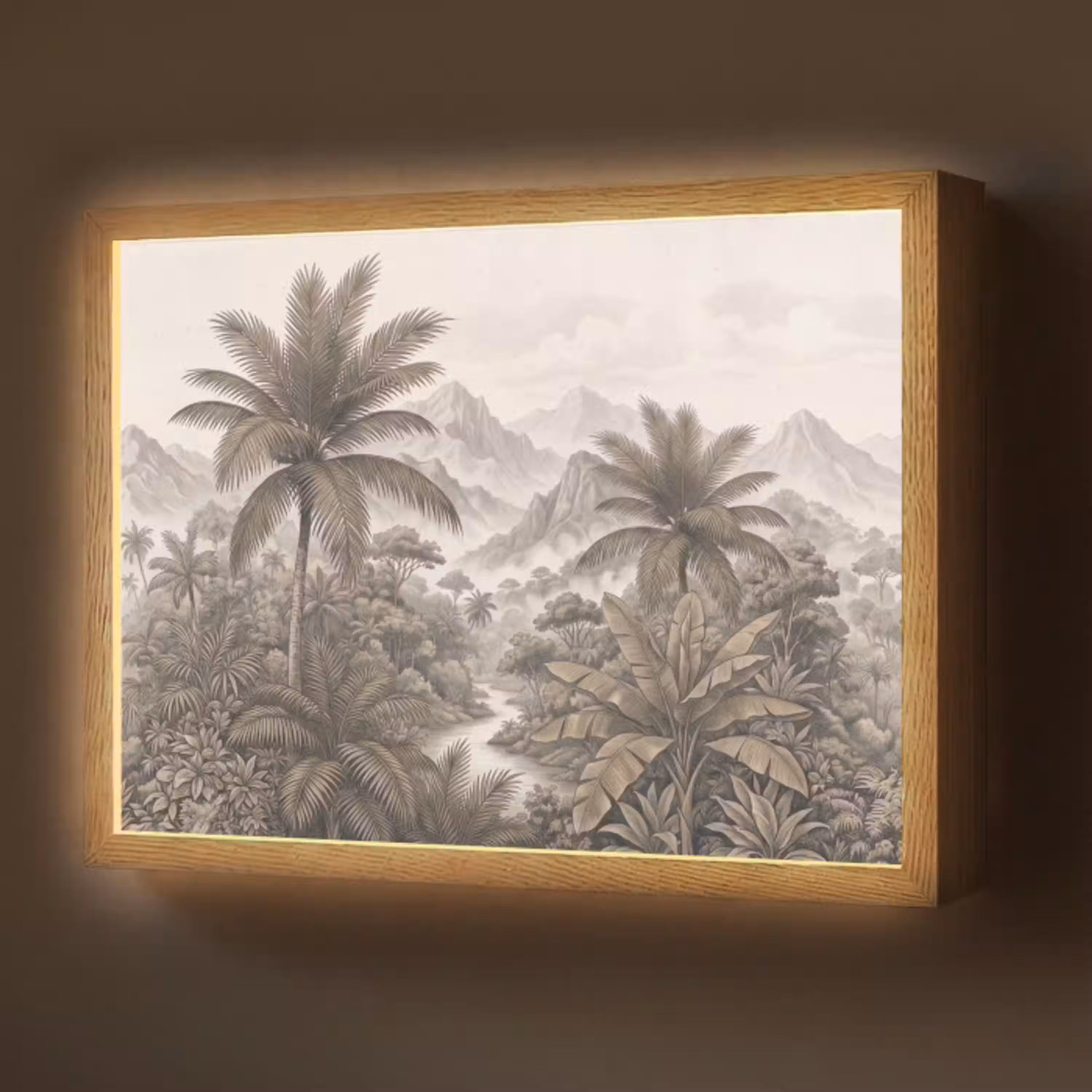 Natuur - Bergen - Rivier - Tropisch - Vintage Light Box met batterij (Wandlamp) middel -z3d_website