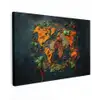 Wereldkaart - Kruiden - Levendige kleuren Tuinposter op houten frame 2 cm dik klein -3d