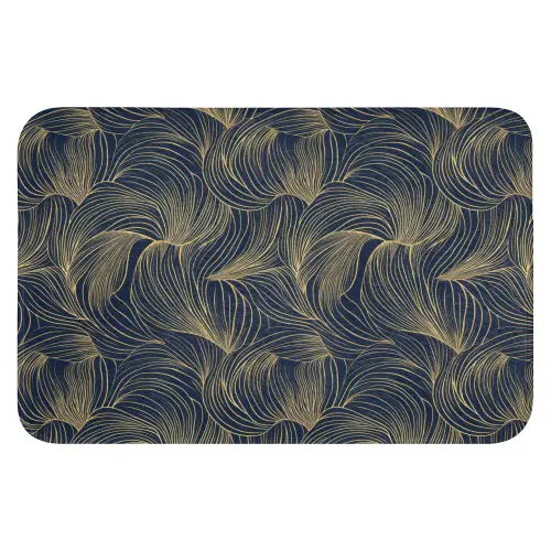 Abstract - Lijnen - Blauw - Goud Badmat klein 997 -3d