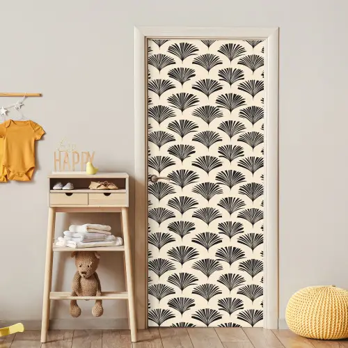 Waaiers - Botanisch - Zwart - Beige deurposter klein 289 -sfeer4