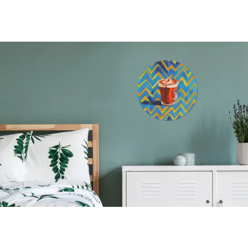 Mok - Koffie - Zigzag - Slagroom Wandcirkel aluminium klein -slaapkamer