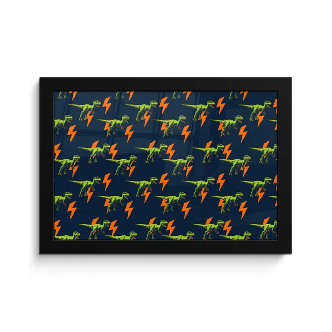Bliksemschichten - Oranje - Dinosaurussen fotolijst zwart zonder passe partout klein -3d