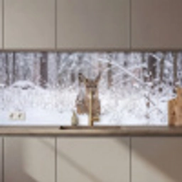 Hert - Sneeuw - Bos - Dieren - Vertederend keuken achterwand 2 middel zz_3dshopping