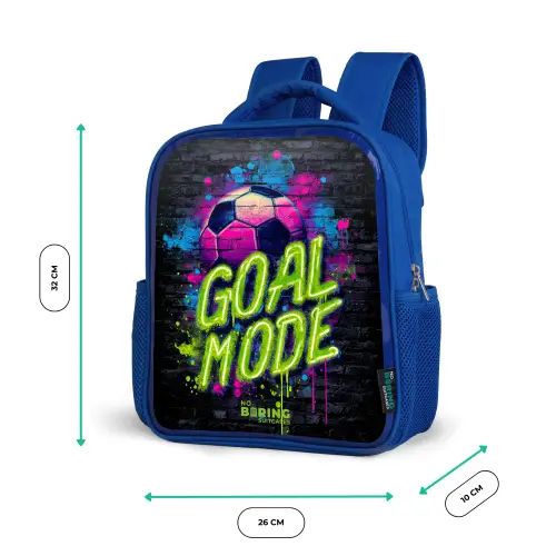 Neon - Graffiti - Voetbal - Kleurrijk Kinderrugzak - Blauw middel -productfoto_formaten