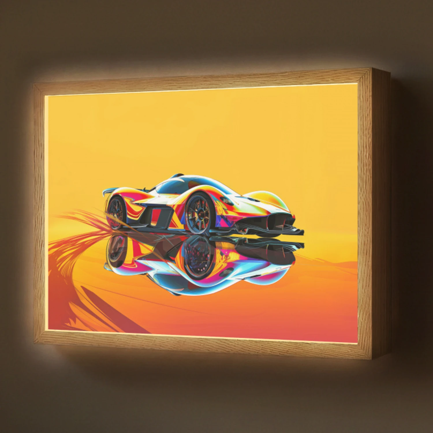 Auto - Race  - F1 - Jongens - Geel - Rood Light Box met batterij (Wandlamp) middel -z3d_website