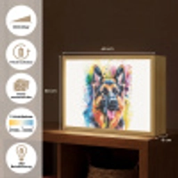 Hond - Verf - Dieren - Kleurrijk - Duitse Herder Light Box met batterij (Wandlamp) middel -USP_websiteoverzichtDE