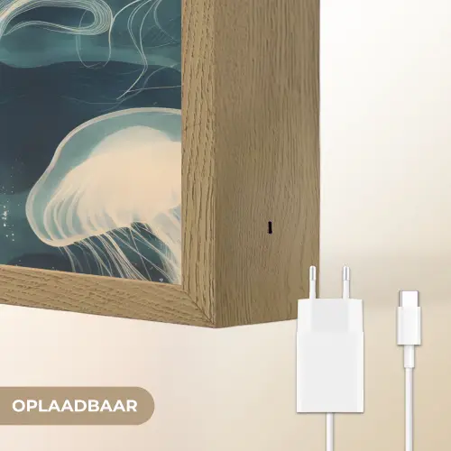 Kwallen - Zee - Wit - Golven Light Box met batterij (Wandlamp) middel -USP_websiteoplaadbaarNL