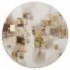 Abstracte vierkanten - Aardetonen - Mistig Wandcirkel kunststof plaat 5mm dik klein -3d