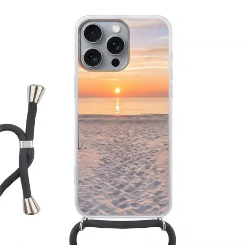 Zonsondergang - Strand - Zand Hoesje iPhone 16 Pro Max met koord klein -3d