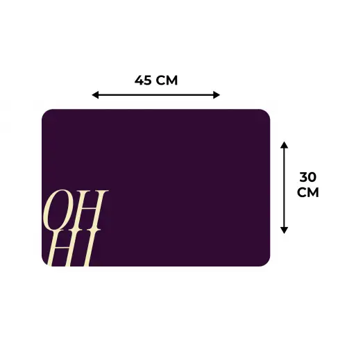 Oh hi - Paars - Cursief Placemat vinyl groot -specs