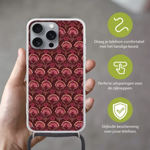 Antiek - Bloemen - Kleurrijk Hoesje iPhone 16 Pro Max met koord klein 804 -sfeer2_NL