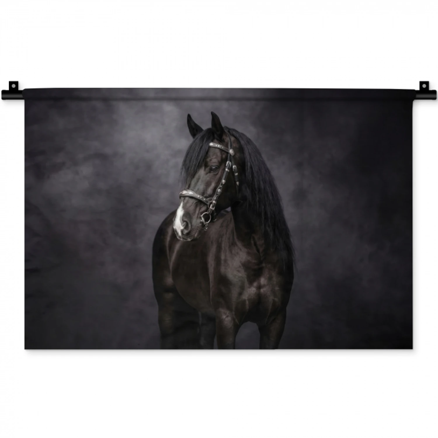 Portret - Paard - Zwart Wandkleed katoen klein -zz3d