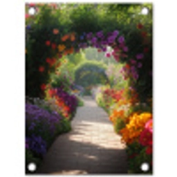 Doorkijk - Pad - Bloemen - Struik - Kleurrijk tuinposter los doek klein -3d